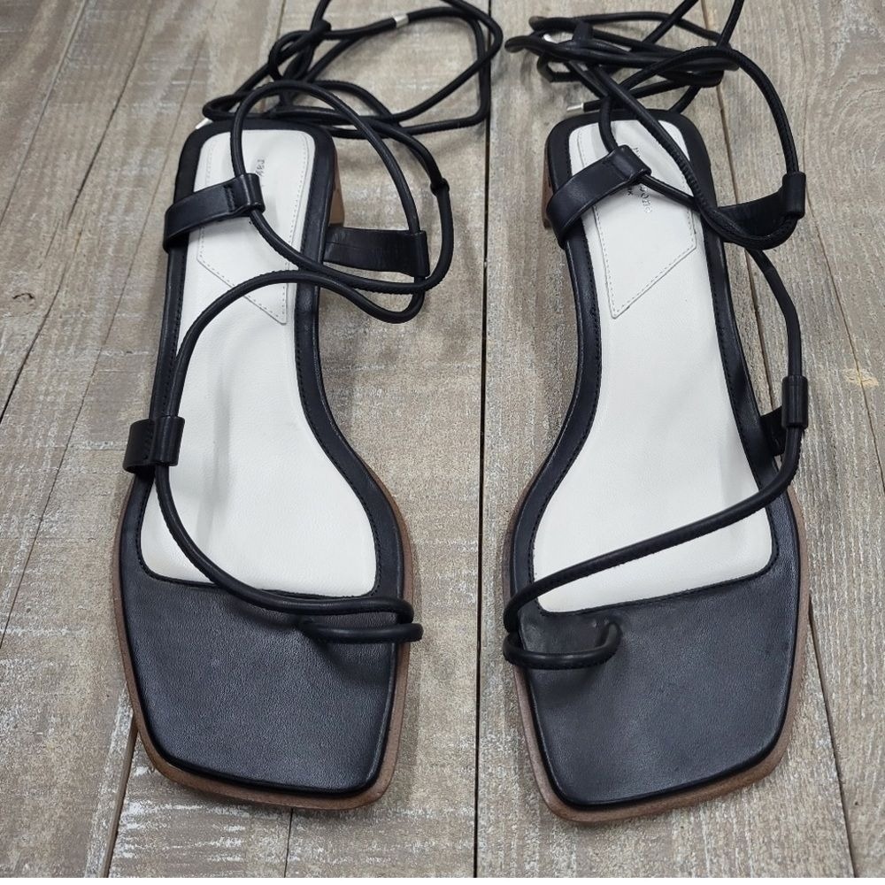 NWT Rag‎ & Bone Cindy Leather Tie Heel Sandal In Black Size: US 9 NIB $398 - Picture 3 of 6